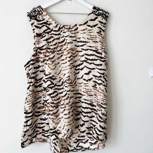 K Dash by Kardashian Animal Print Sequin Top Size 3X Plus NOWT QVC Blouse Tan - Picture 3 of 7